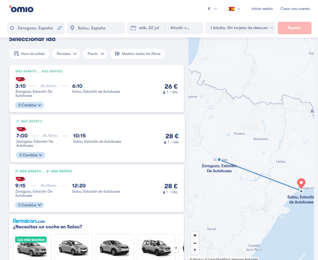 Autobús Zaragoza Salou horarios y precios