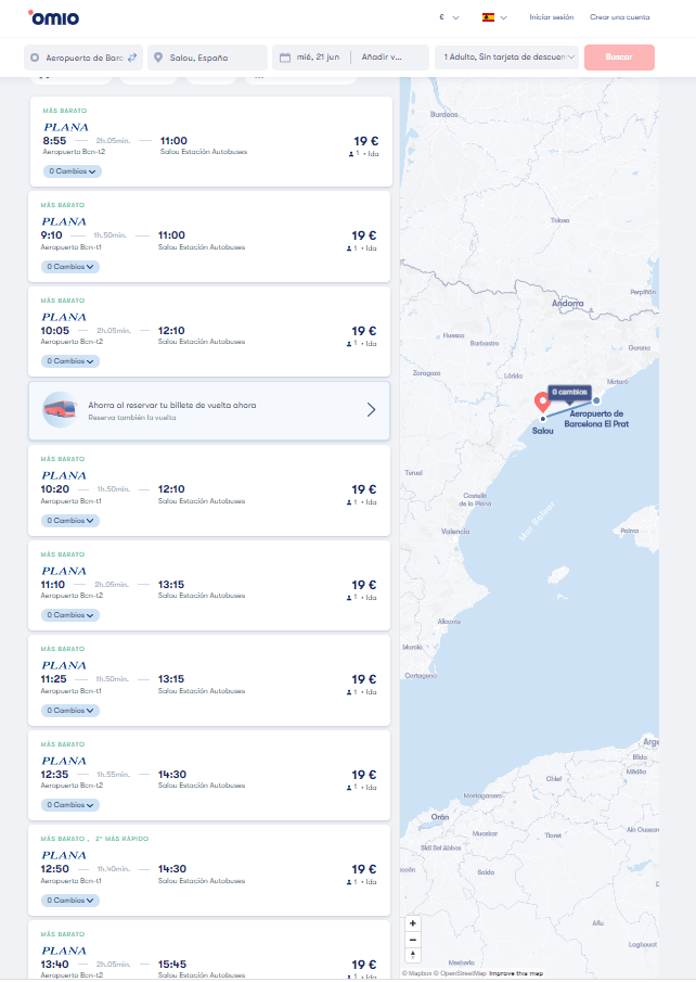 Horarios Aeropuerto de Barcelona - Salou