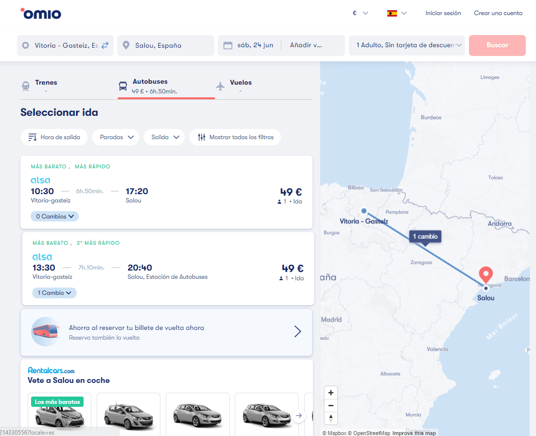 Vitoria Salou bus horarios y precios